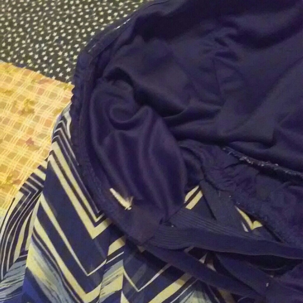 Blue and White Hi Low Strapless Dress - Picture 4 of 5