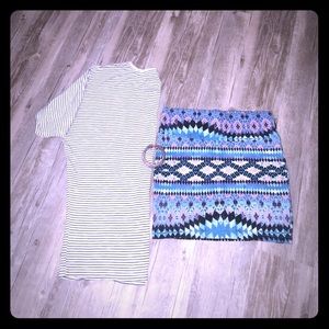 Aqua & pink Aztec print skirt