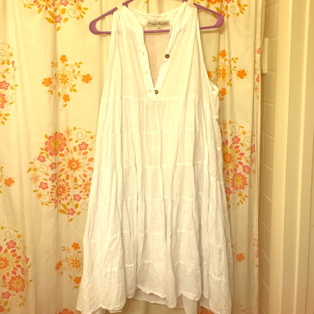 White cotton sundress or coverup.