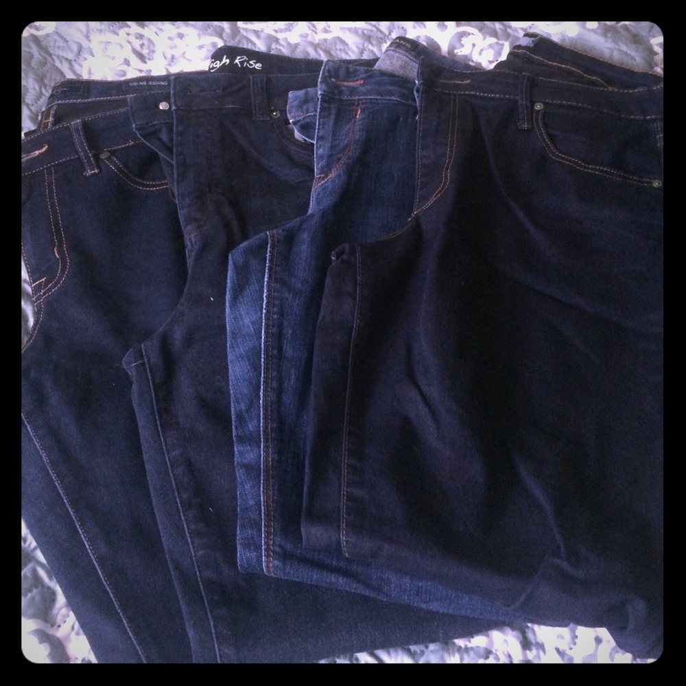 4 pairs of dark wash jeans