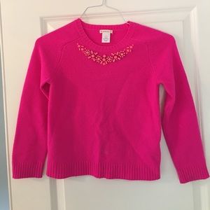 Crew cuts pink wool sweater w/ jeweled collar