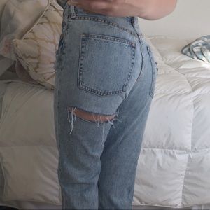 Distressed High Waisted Mom Jeans