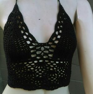 Black Crochet Knitted Crop Top *Clearance*