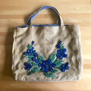 Vintage Embroidered Raffia Summer Tote 🌿