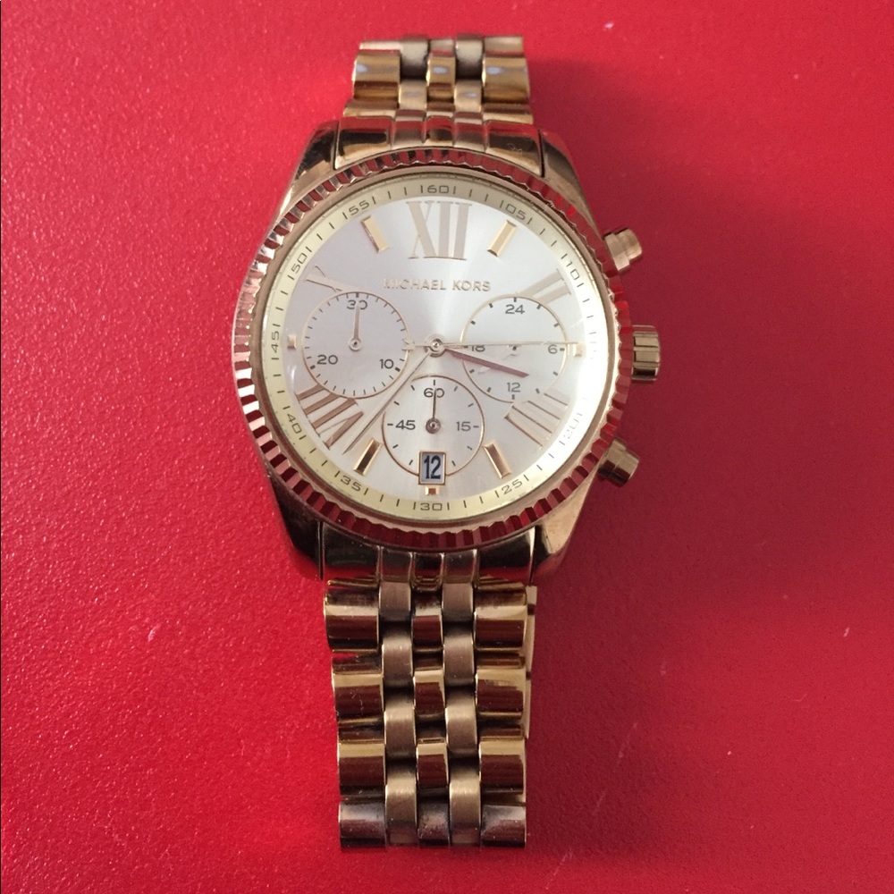 Gold Michael Kors chronograph watch