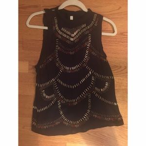 Free People Navy beaded top