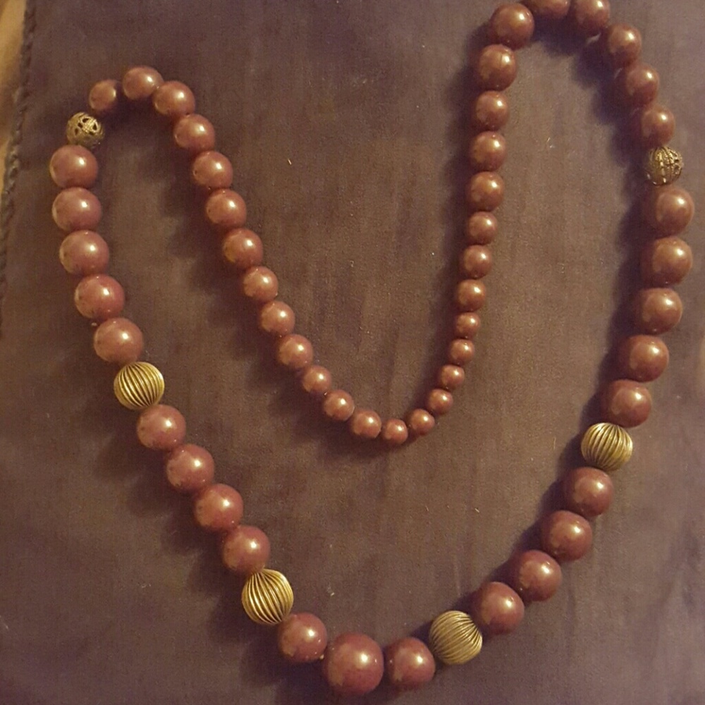 Long Deep Purple Beaded necklace