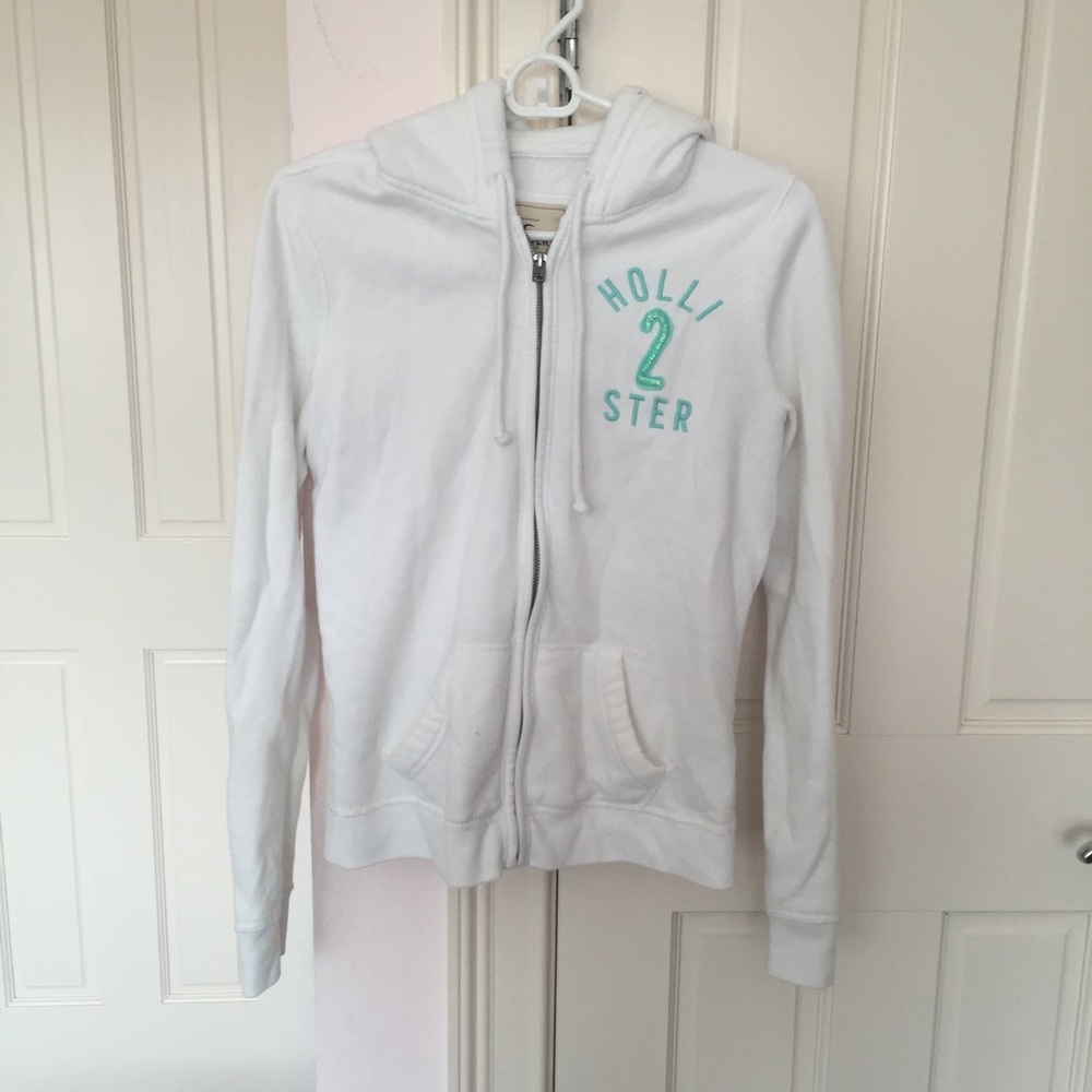 Hollister White Blue Sweatshirt