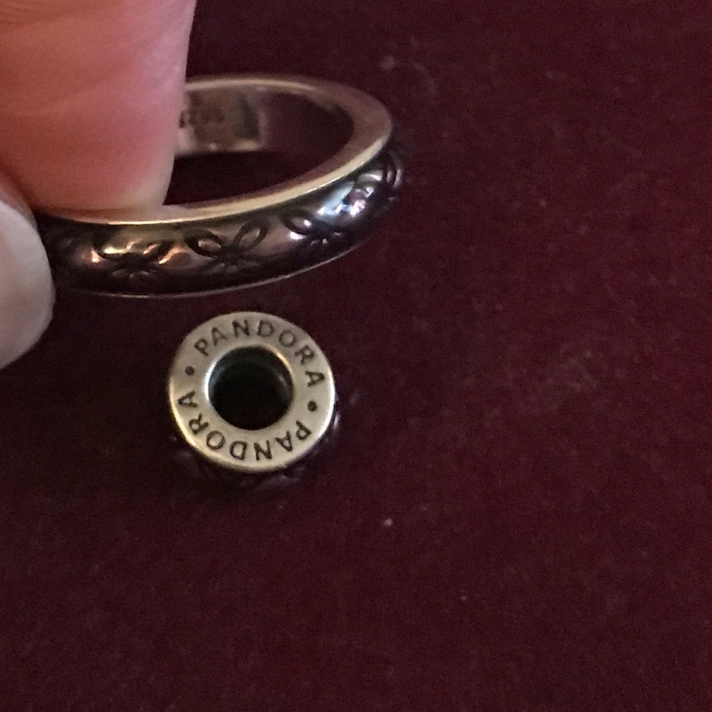 Pandora cushion ring and spacer charm-Purple