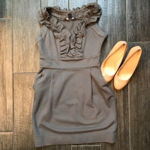 Gray Banana Republic Ruffle Dress w/ Pockets - 4P