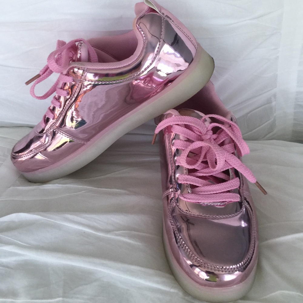 Shiny pink led light up kicks