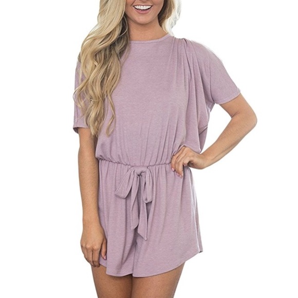 Boutique Pants - Elastic Waist Romper Short Jumpsuit