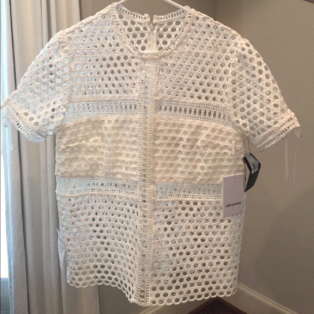 Self Portrait paneled shell tee