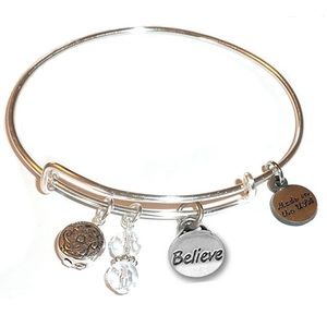 Believe expandable wire bangle bracelet