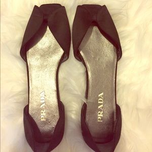 Authentic Prada peep toe flats