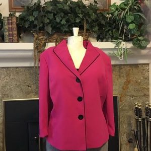 Dark pink Business blazer with black trim