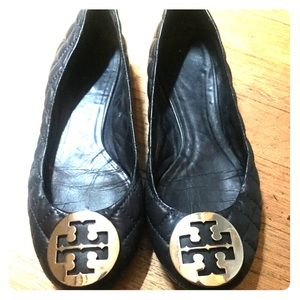 Tory Burch quilted navy flats 7.5