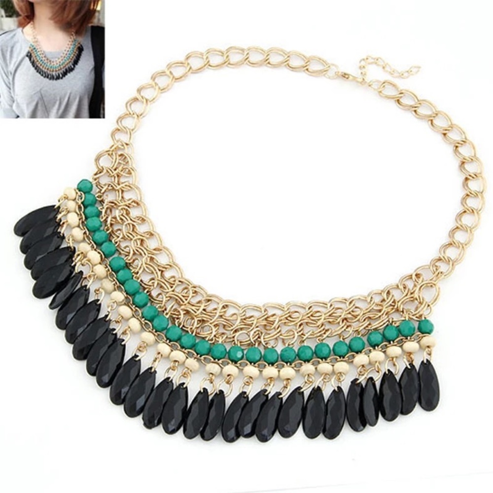 💎BEADED LAYERED TASSEL STATEMENT NECKLACE💎