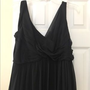 Formal black dress, long, v neck, swag back