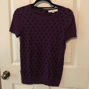 LOFT Purple & Black Short Sleeved Sweater