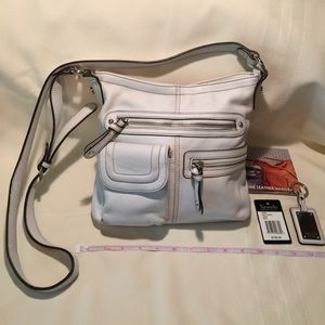 Tignanello Multi Pocket X-body White Leather Bag