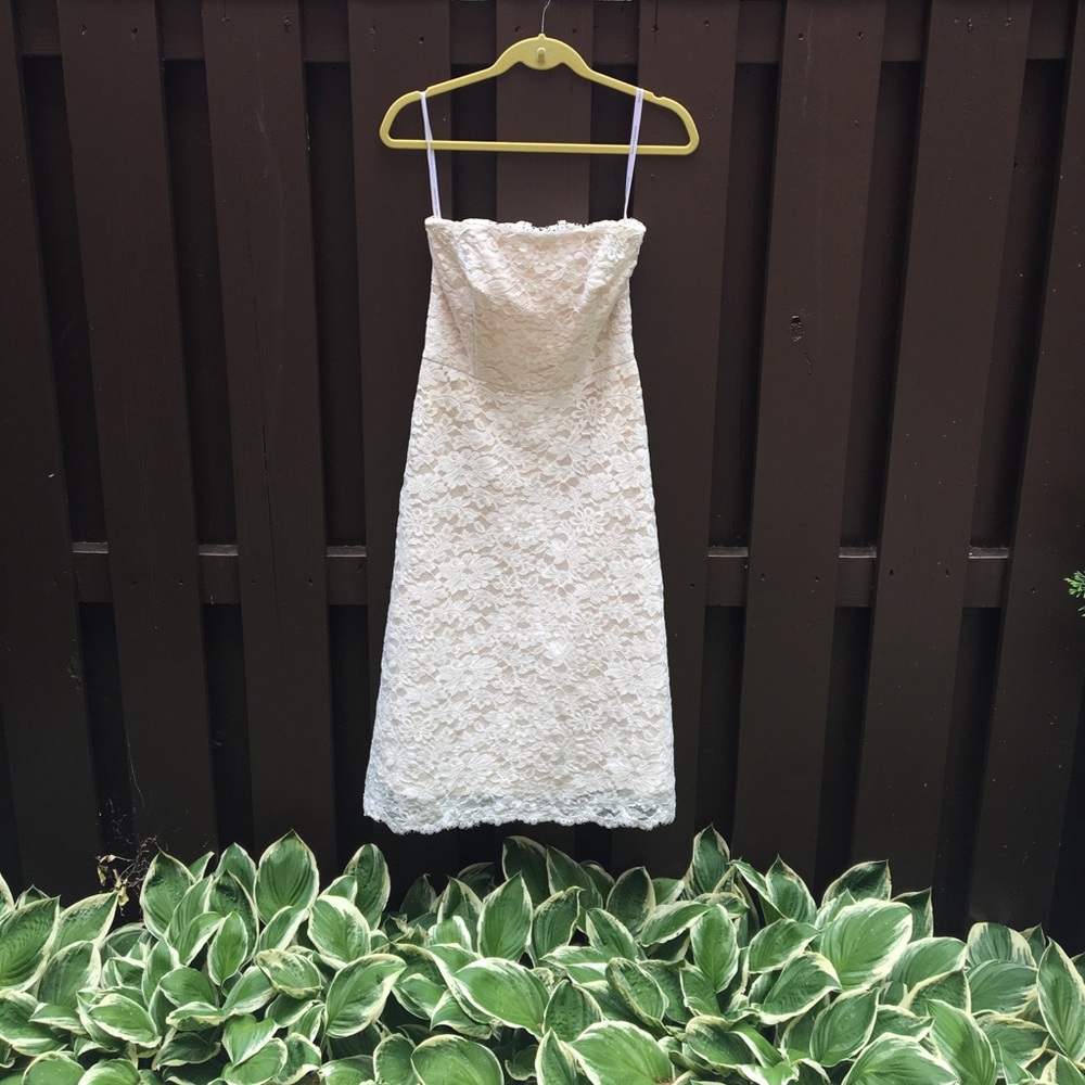 Cream lace semi formal dress