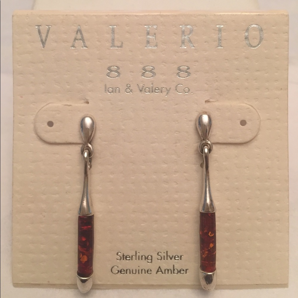 Sterling Silver and Amber Earrings