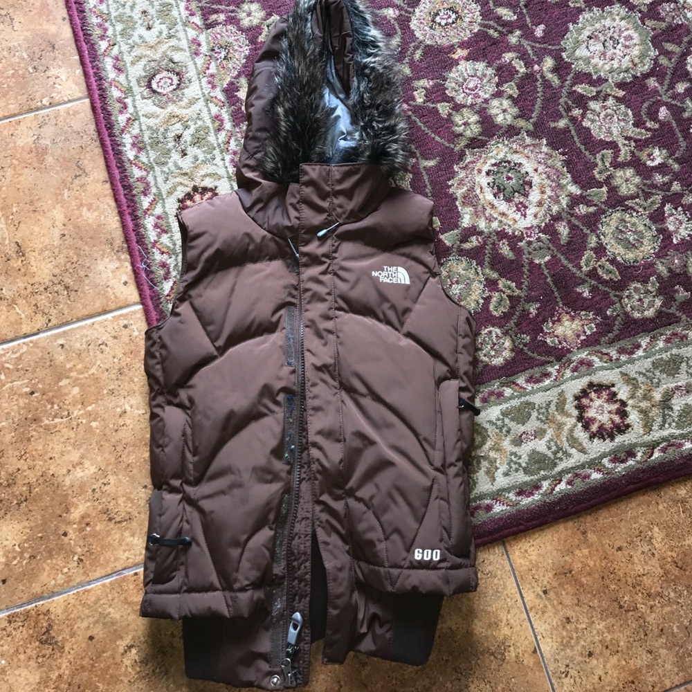 XS Brown Northface Down Vest
