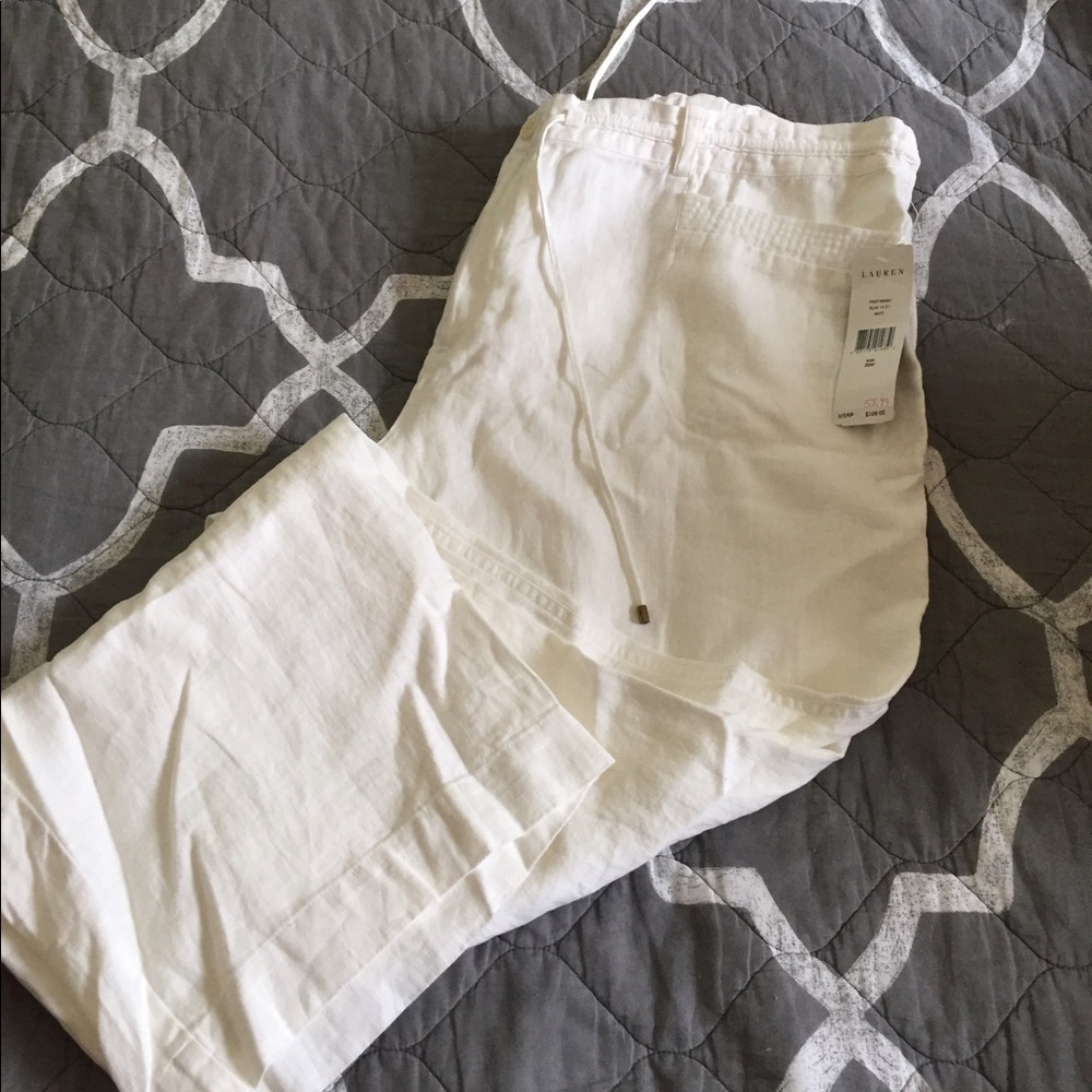 White Linen pants by Calvin Klein