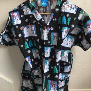 Scrub HQ Snowman Scrub Top