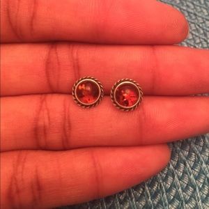 Sterling Silver and Amber Earrings