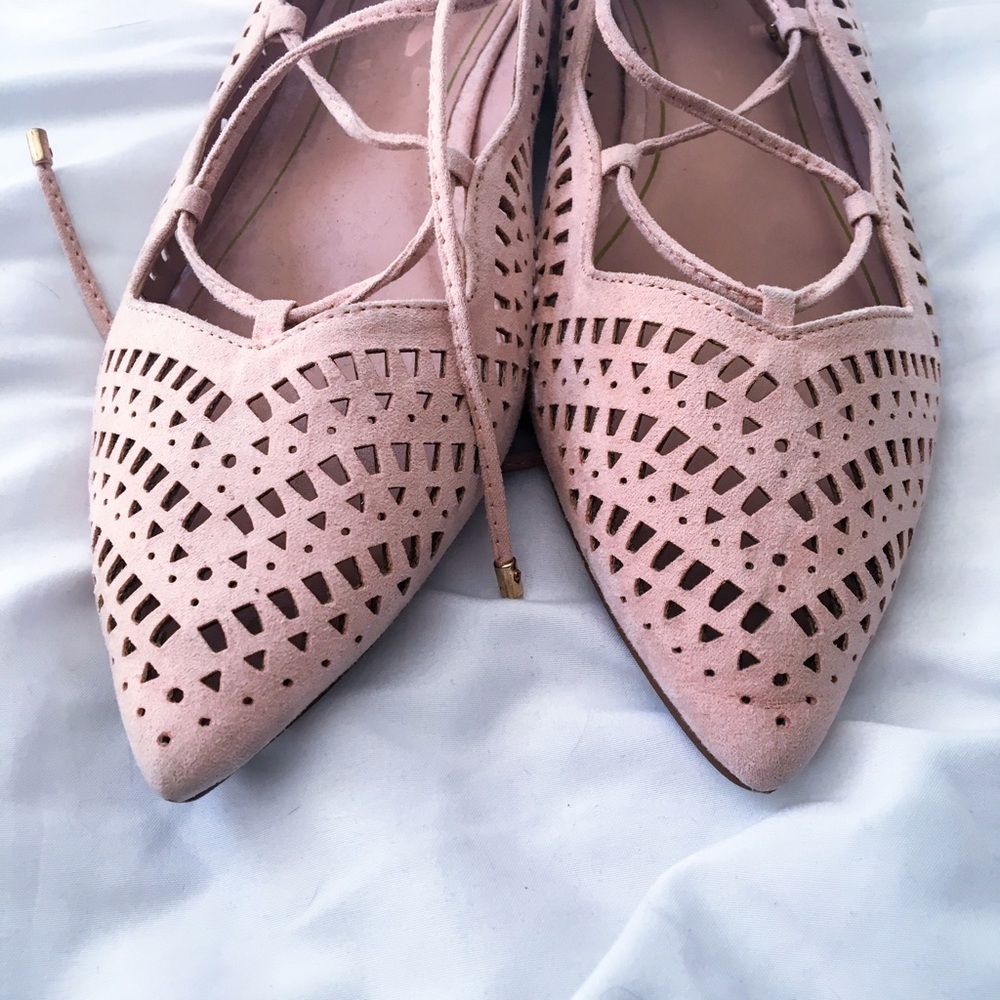 TopShop Lace Up Ballerina Flats with Gold Detail