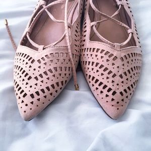 TopShop Lace Up Ballerina Flats with Gold Detail