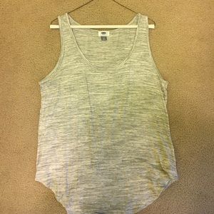 Light gray and white scoop neck tank