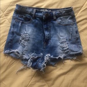 High Waist Distressed Hot Pants