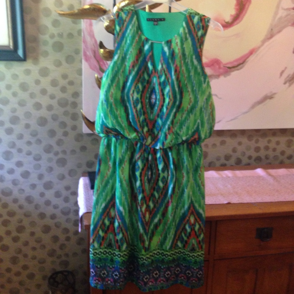 Tiana summer  sundress. Green and multi colored.