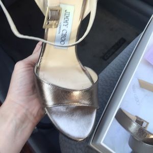 Jimmy Choo gunmetal Nappa wedge