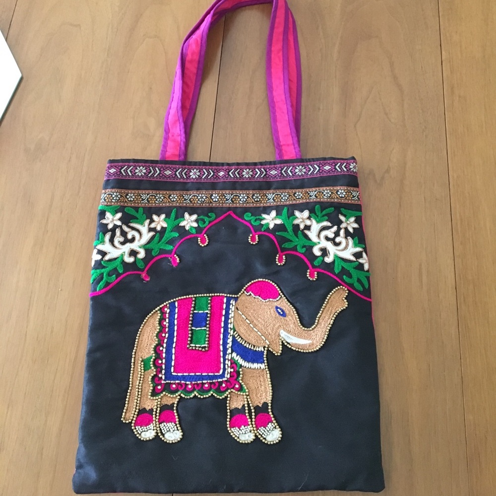 Elephant embroidered bag
