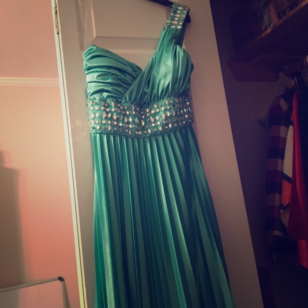 Mint green/blue prom dress from JCPenney