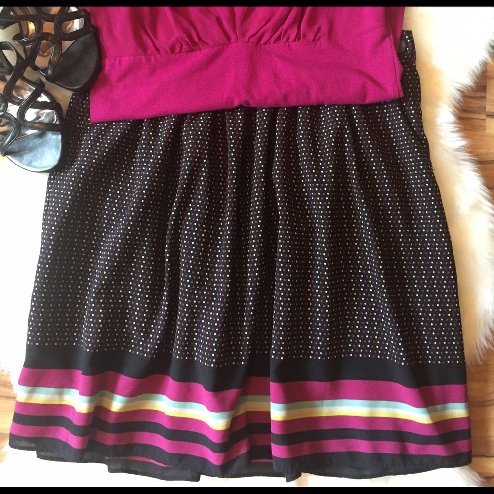 Colorful polka dot and stripe skirt!