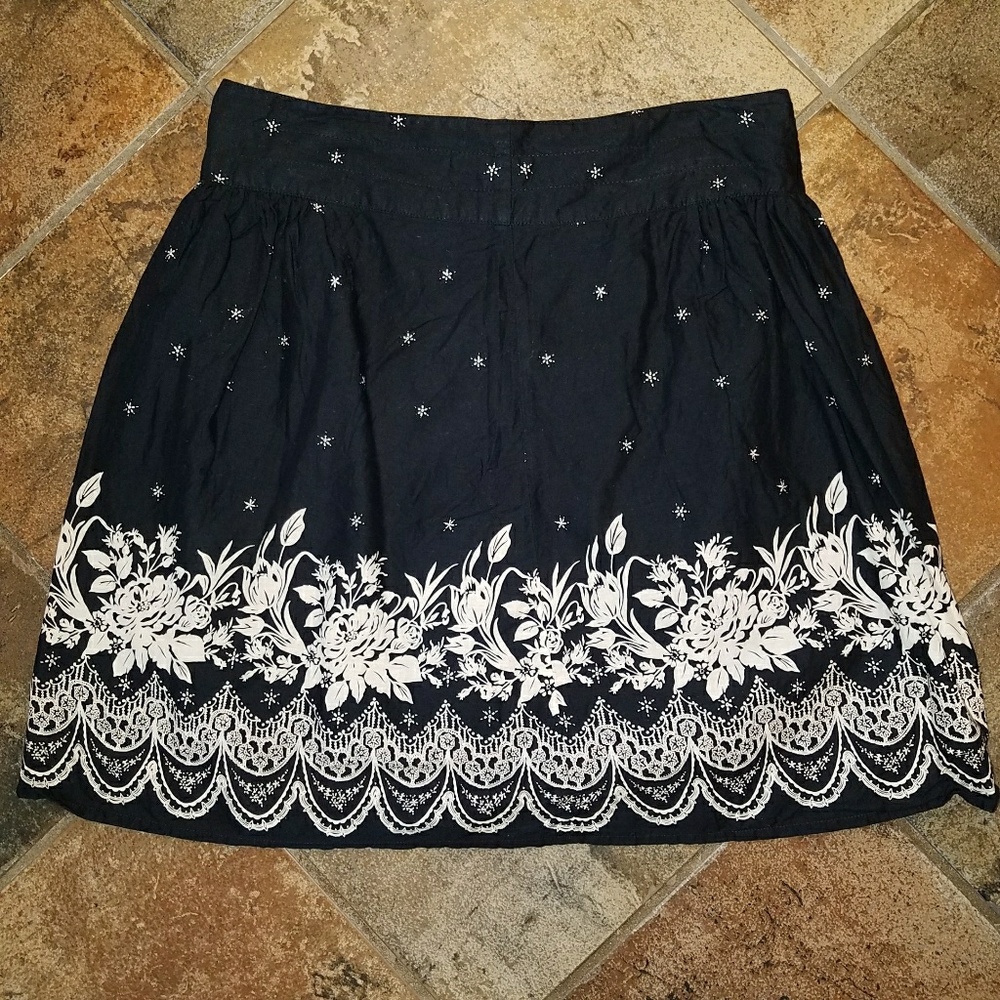 Navy floral A line skirt