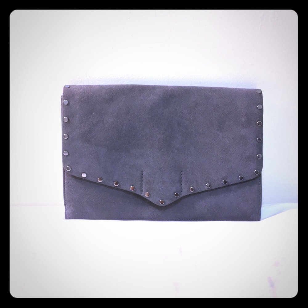 Rebecca Minkoff Sofia Biker Suede Clutch Grey