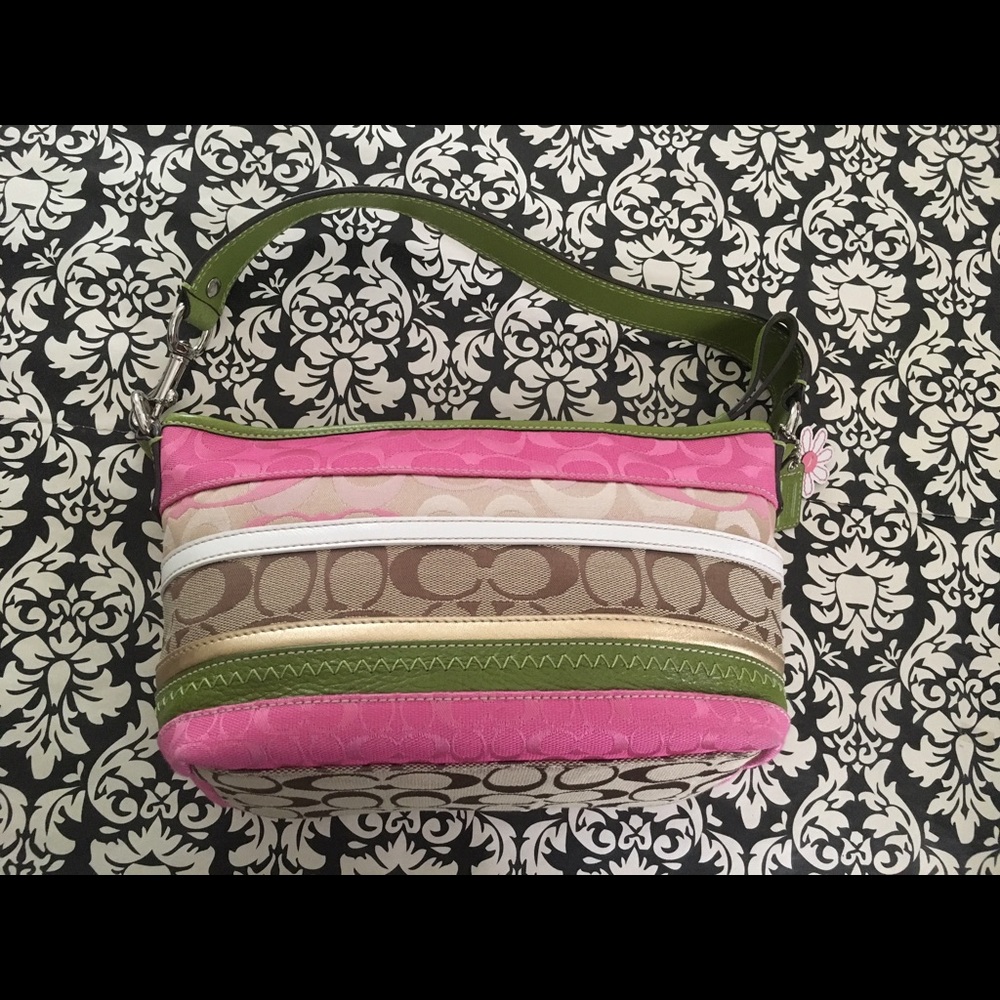 Coach Signature Bleeker Small Striped Hobo