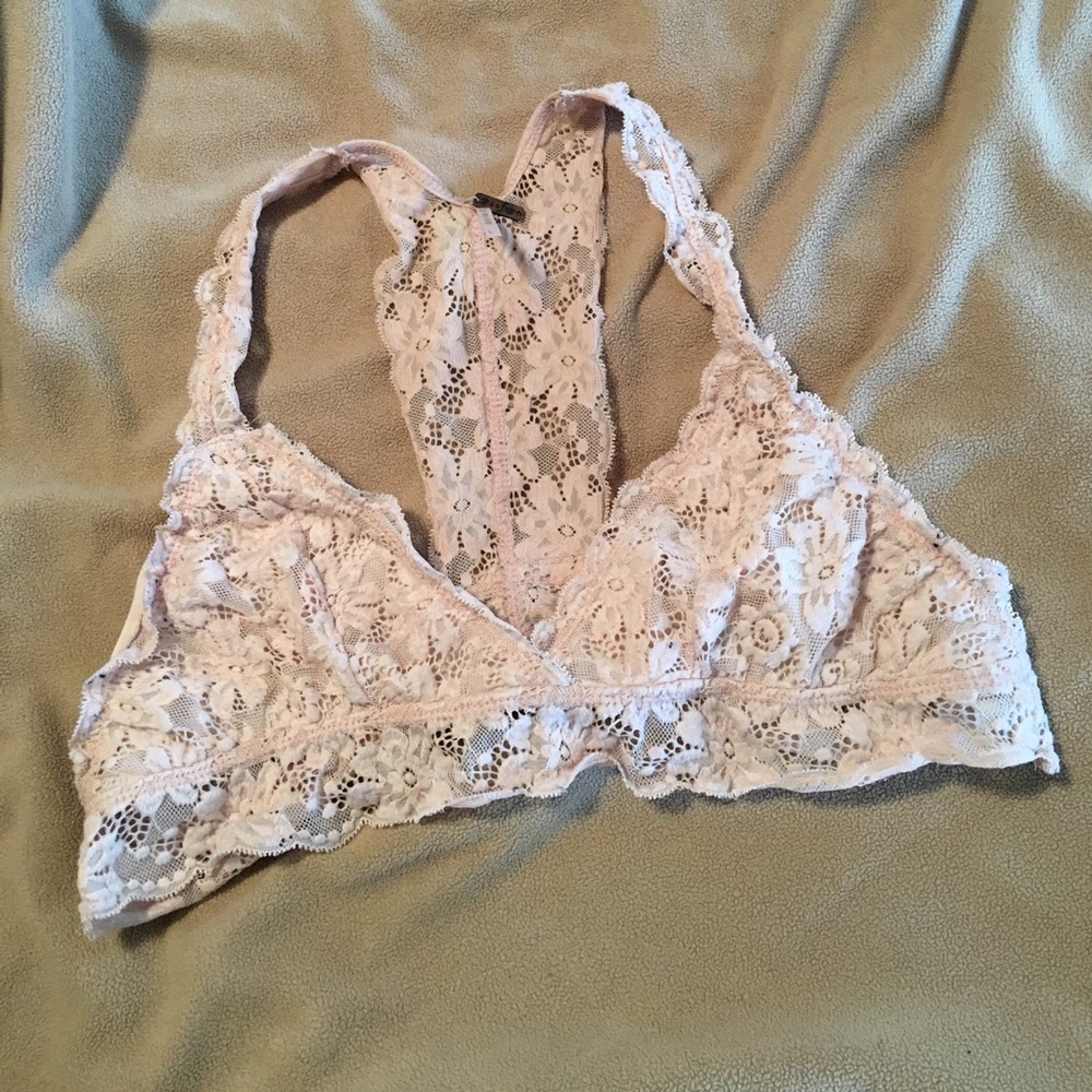 blush colored lace bralette