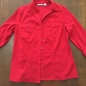 Red button up shirt!