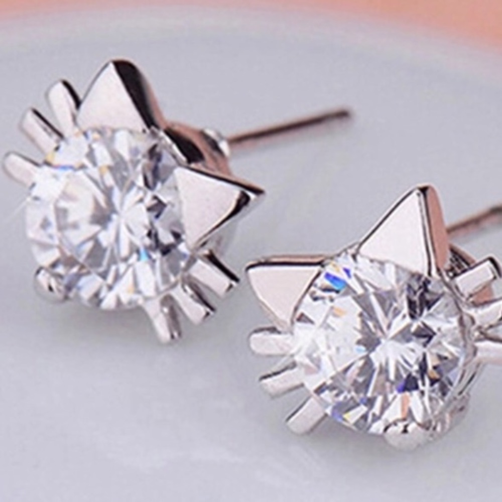 Cat Crystal Earrings - Picture 2 of 2