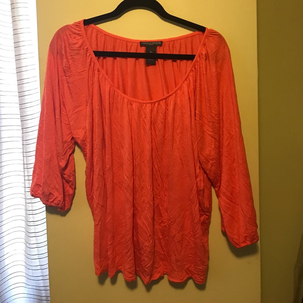 3/4 sleeve coral crop top