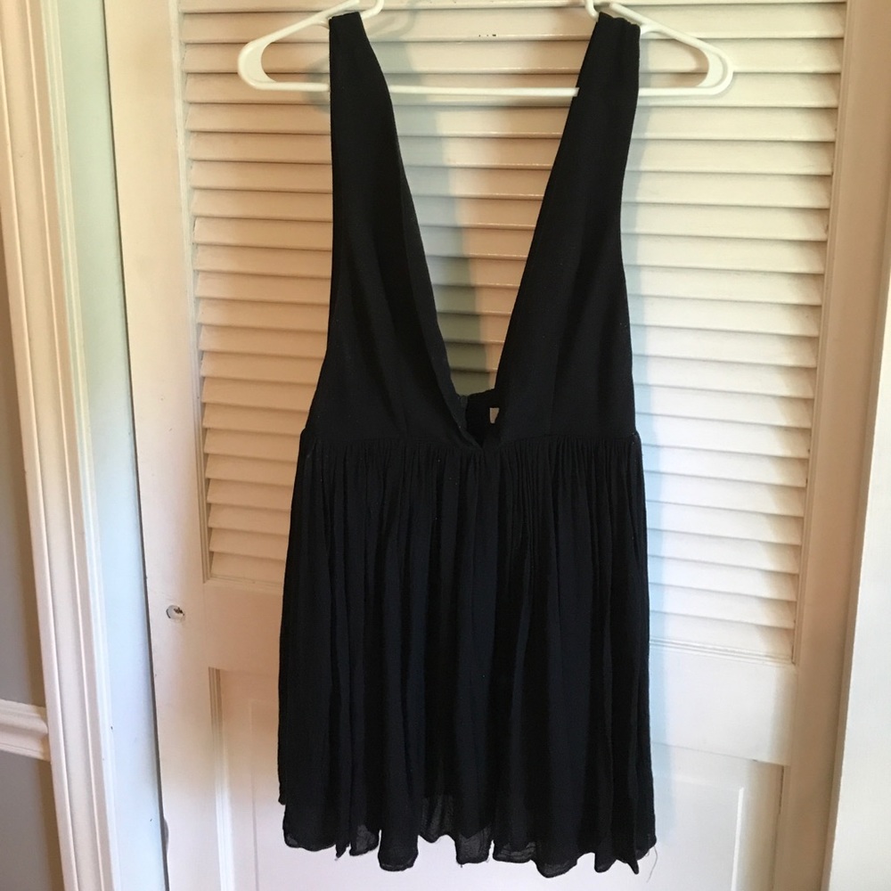 Black mini low cut dress