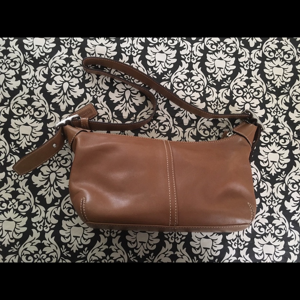 Coach tan leather small hobo bag