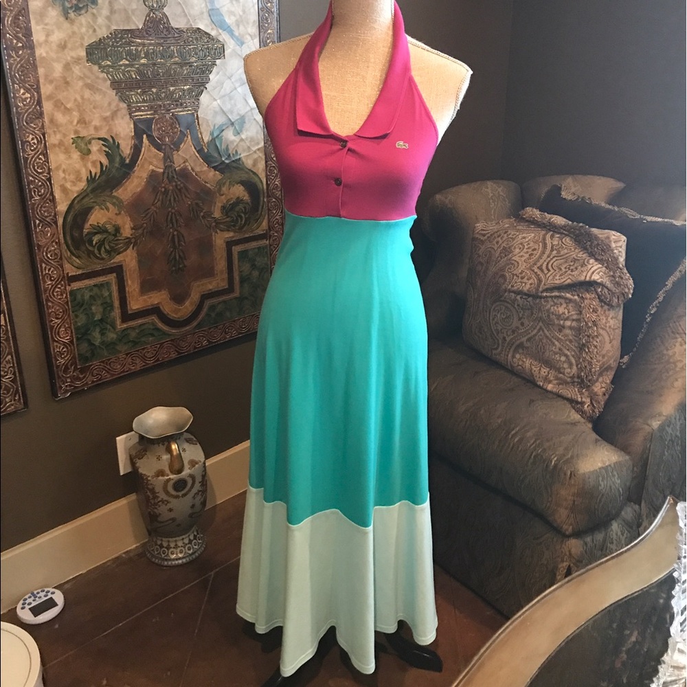 Ladies Lacoste Izod halter maxi dress 2 worn 1x